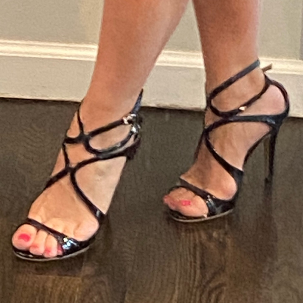 New Black patent leather FAUX Jimmy Choo sandals size 36